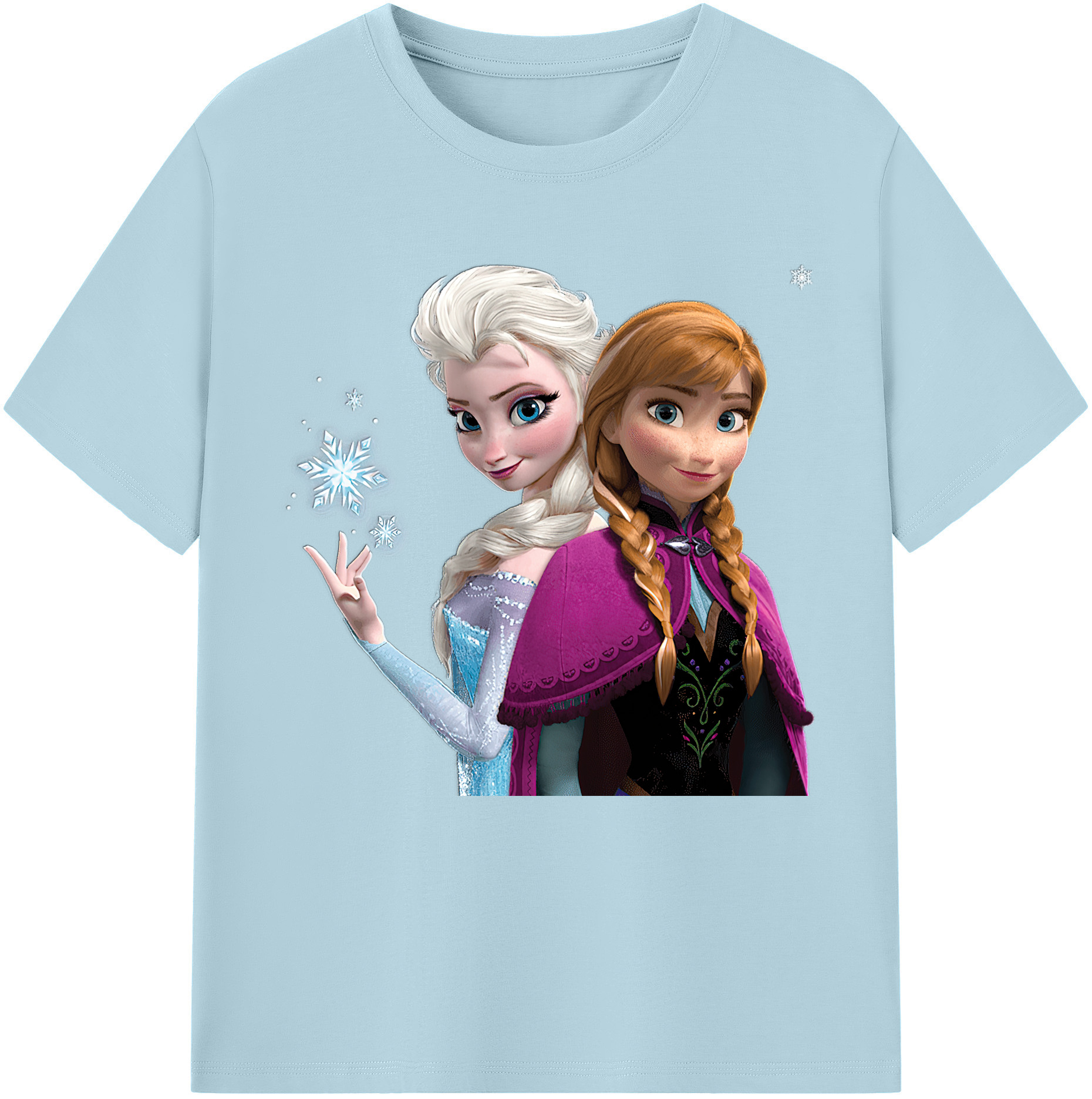（画像用） アナと雪の女王 アンナ エルサ Frozen Anna Elsa 綿100％半袖Tシャツ（フロントプリント）
